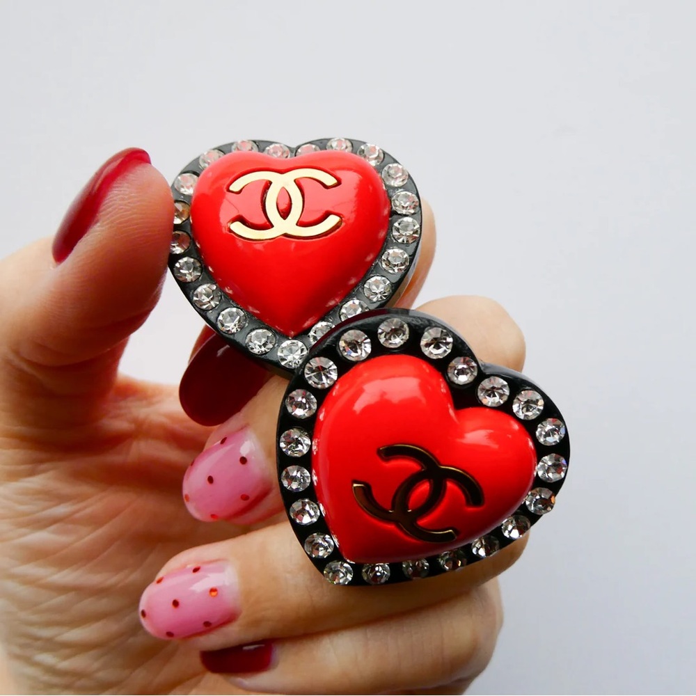 Chanel 1995 SS Heart crystal earrings - Picture 4 of 14